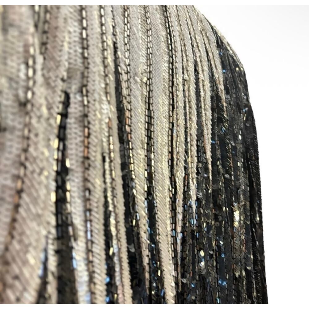 Bob Mackie Boutique Black & Silver Beaded Sequin Evening Gown Vintage Glam Dress - Picture 4 of 11
